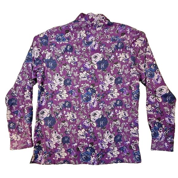 I.N.C. International Concepts Shirt  Men's M Purple Floral Disco Retro Preppy - Picture 1 of 10